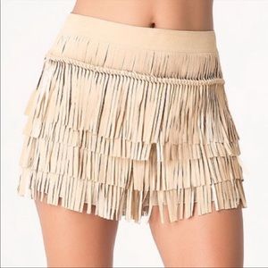 BEBE FRINGE SUEDE SHORTS 0